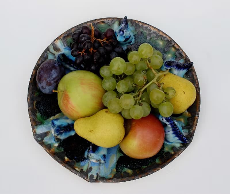 Fancy dish Blue dragons figurines Sculpture Space plate Alien creatures