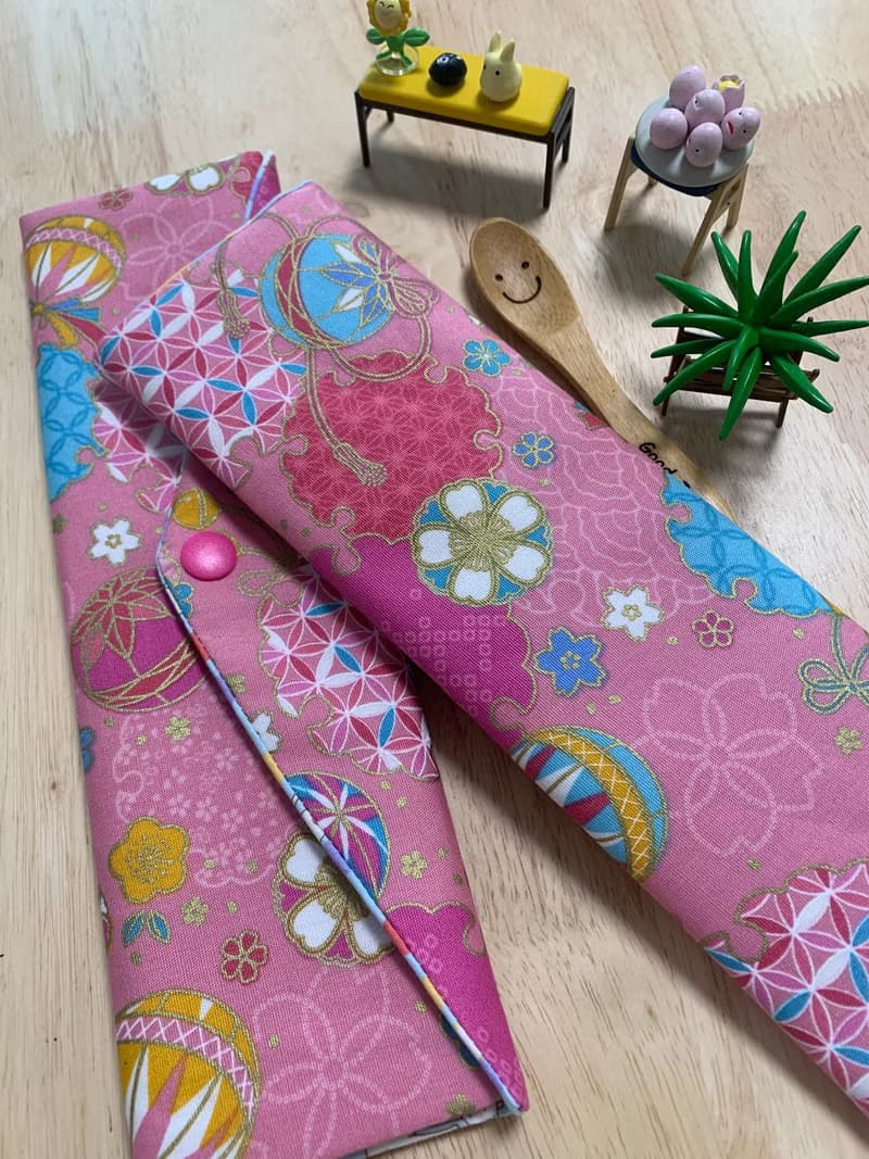 文青風環保純棉筷袋 浪漫金球 柔情粉 完美生活  日本 潮物 收納