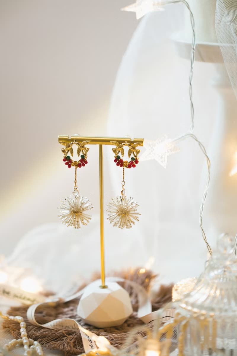 【聖誕節禮物限定】小雪球燕子的祝福  耳環 耳夾