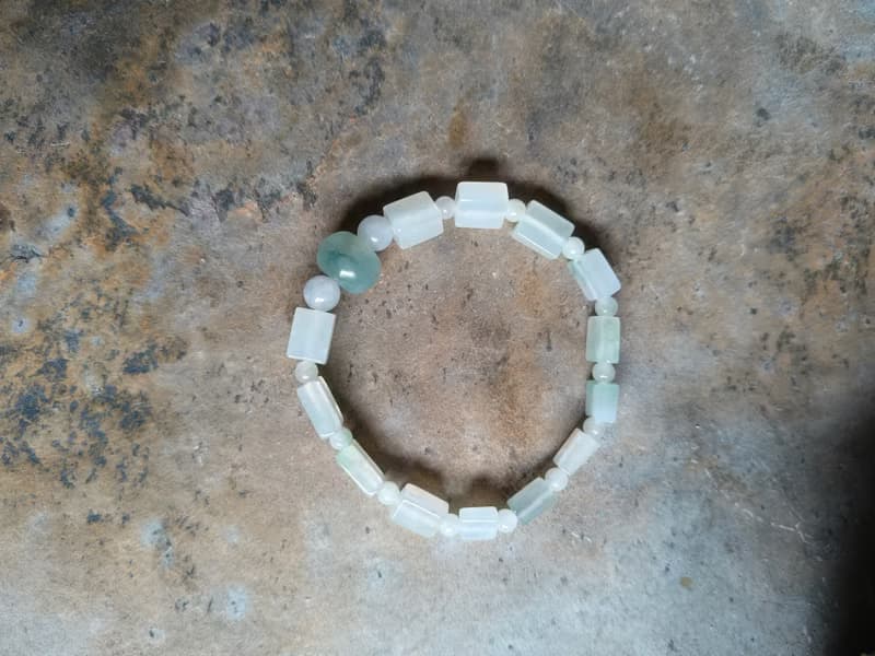 天然緬甸翡翠冰藍算盤珠 冰透繩方形珠 手串手鍊