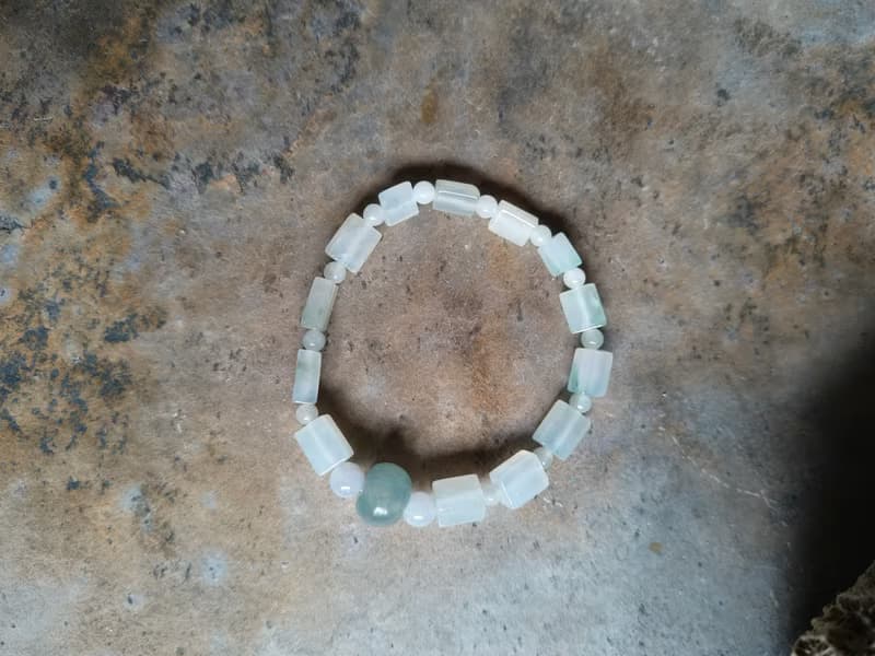 天然緬甸翡翠冰藍算盤珠 冰透繩方形珠 手串手鍊