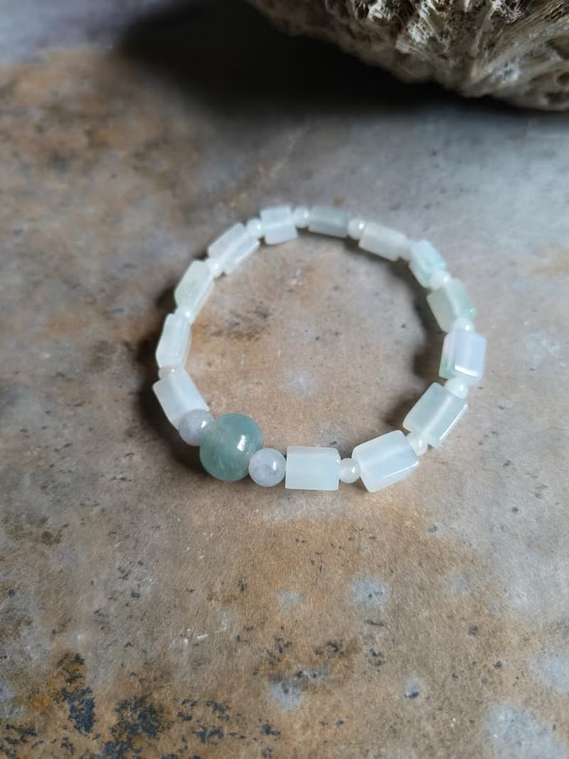 天然緬甸翡翠冰藍算盤珠 冰透繩方形珠 手串手鍊