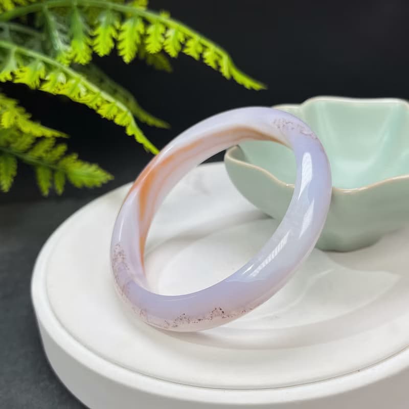 橘色漸變瑪瑙手鐲 62MM 起光飄朱砂點玉髓手環 熱情親和活力友善