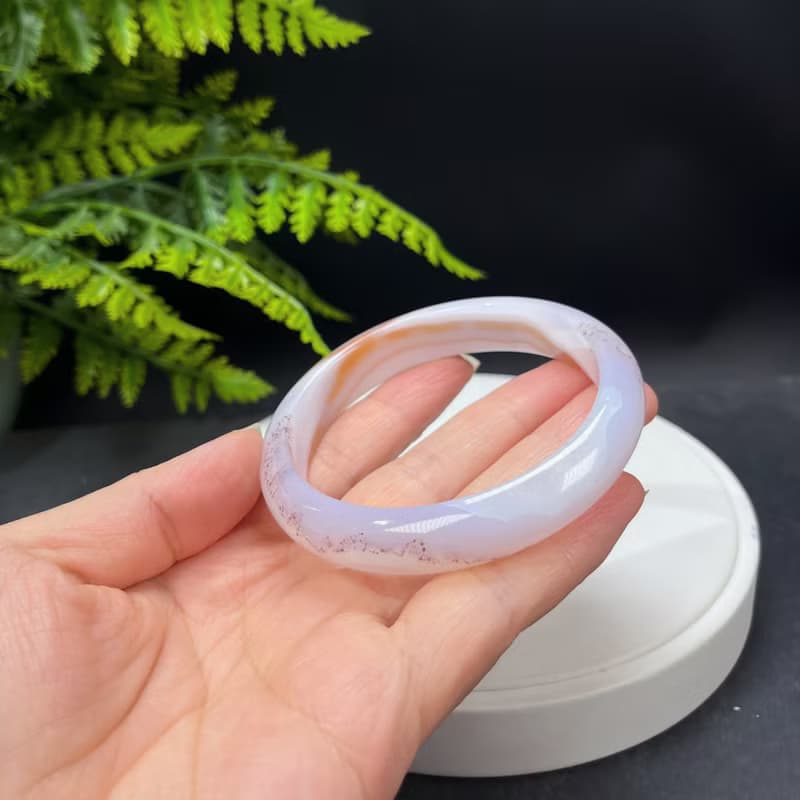 橘色漸變瑪瑙手鐲 62MM 起光飄朱砂點玉髓手環 熱情親和活力友善