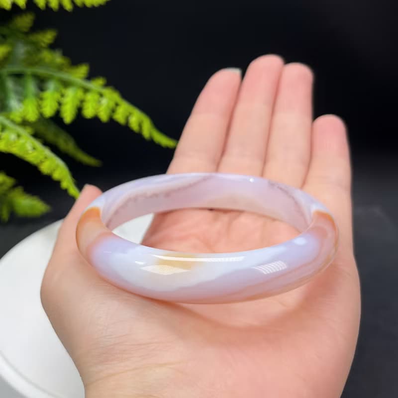 橘色漸變瑪瑙手鐲 62MM 起光飄朱砂點玉髓手環 熱情親和活力友善