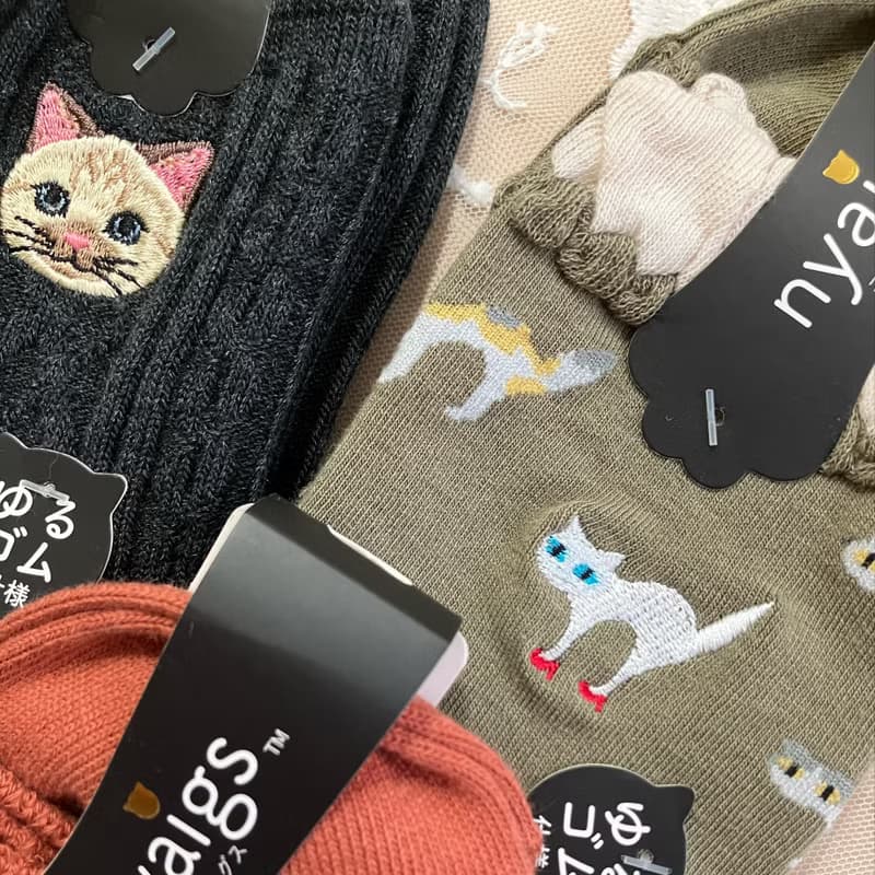 母の日にも_nyaigs猫刺繍ナチュラルカラー靴下7足セット