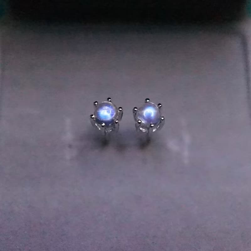 ITS-E119【純銀耳環・月光石・Moonstone】純銀耳釘耳環。