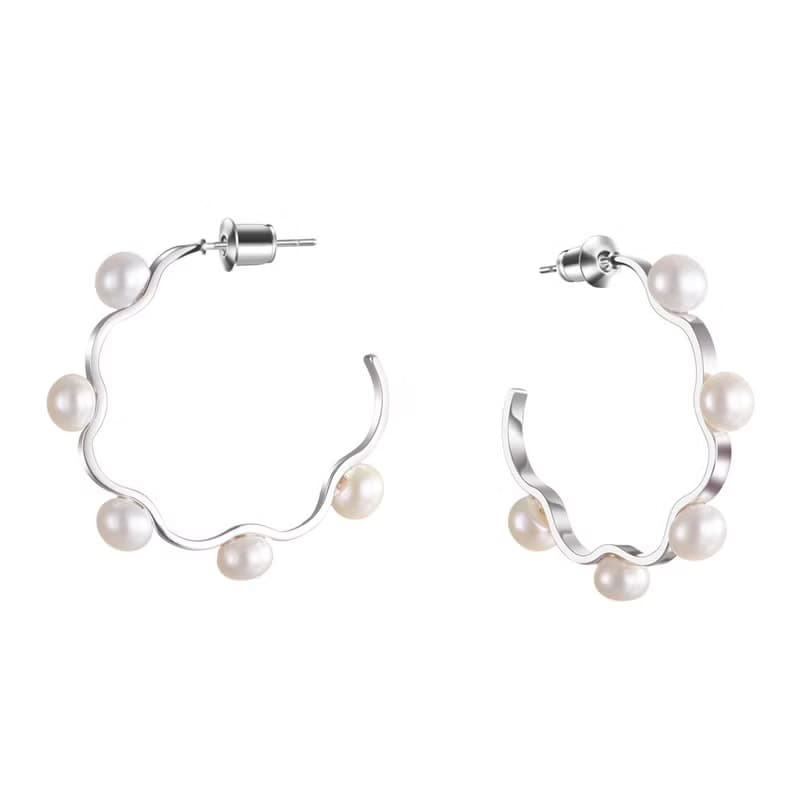 俏麗花邊珍珠耳環 (共兩色)