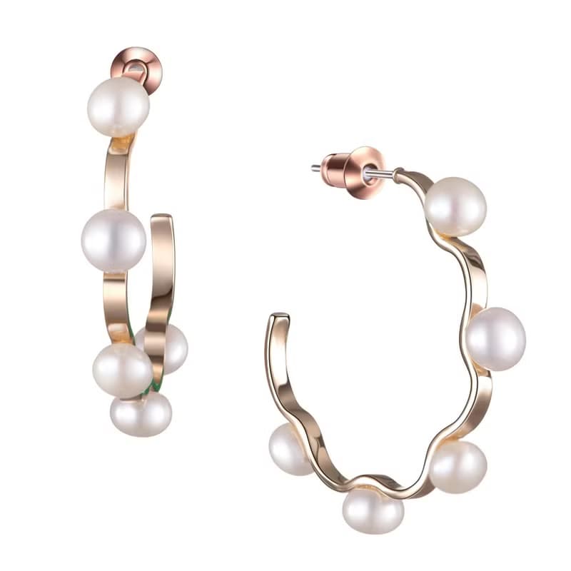 俏麗花邊珍珠耳環 (共兩色)