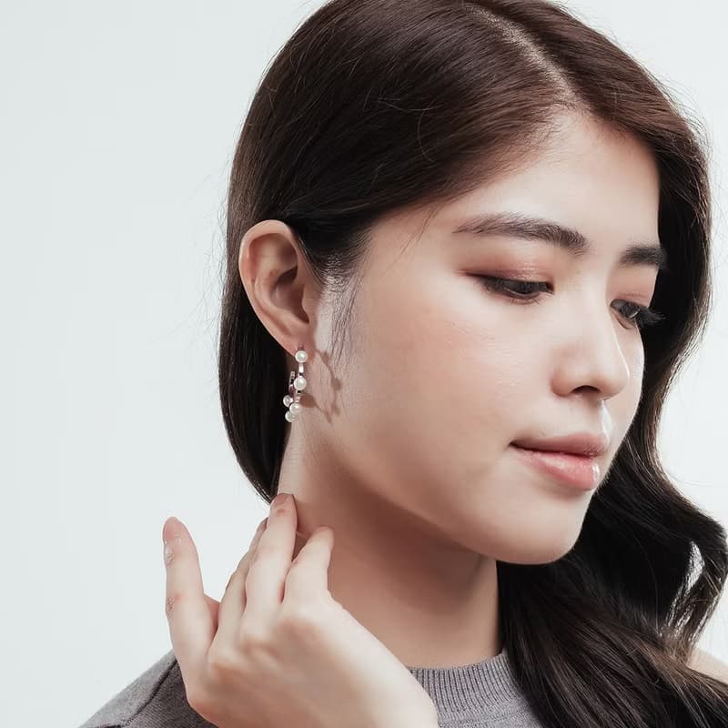 俏麗花邊珍珠耳環 (共兩色)