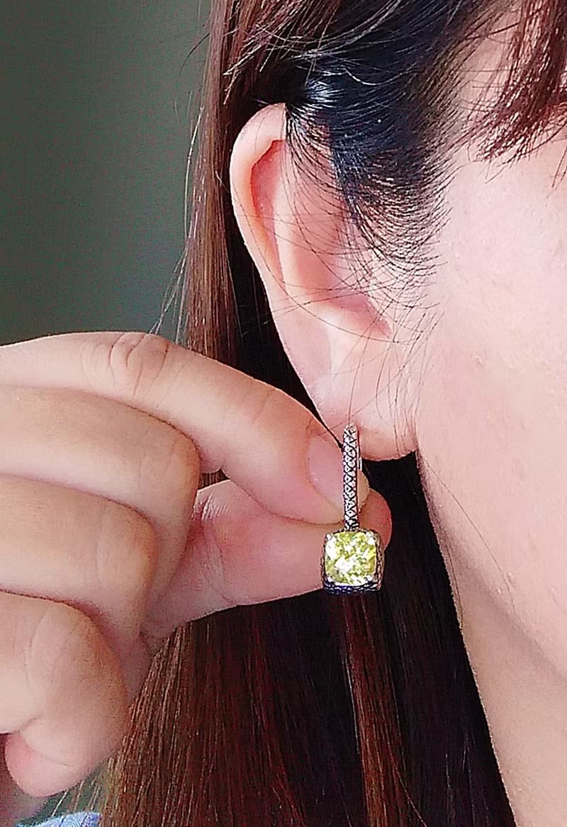 Vintage Jewelry 西洋古董飾品 銀色調 簡約個性 方鑽 針式耳環