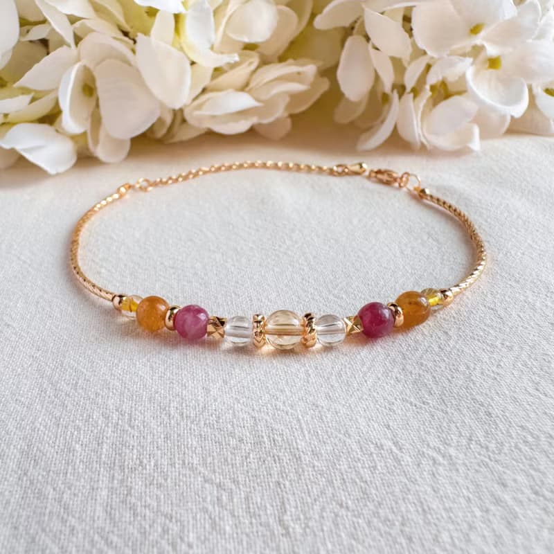 黃水晶 白水晶 黃碧璽 紅碧璽 金髮晶 | 招財旺運 | 手鍊手環
