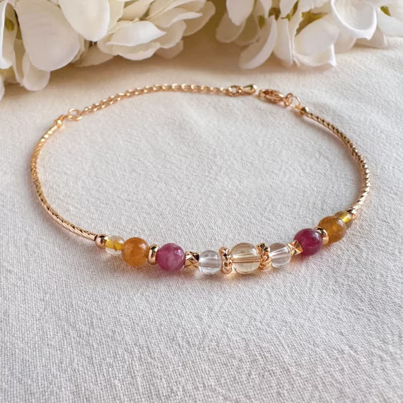 黃水晶 白水晶 黃碧璽 紅碧璽 金髮晶 | 招財旺運 | 手鍊手環