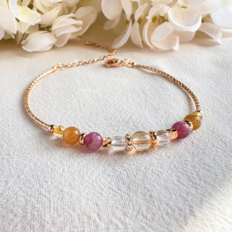 黃水晶 白水晶 黃碧璽 紅碧璽 金髮晶 | 招財旺運 | 手鍊手環