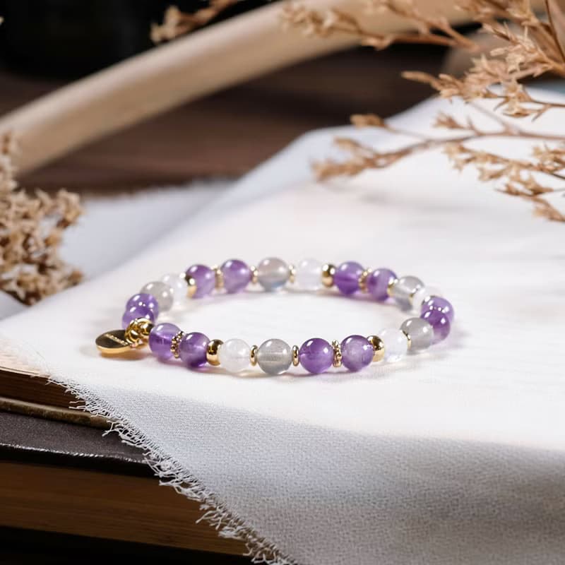 紫水晶 拉長石 月光石 手鍊 礦石水晶