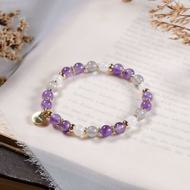 紫水晶 拉長石 月光石 手鍊 礦石水晶