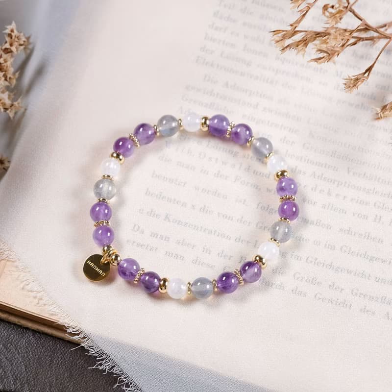 紫水晶 拉長石 月光石 手鍊 礦石水晶