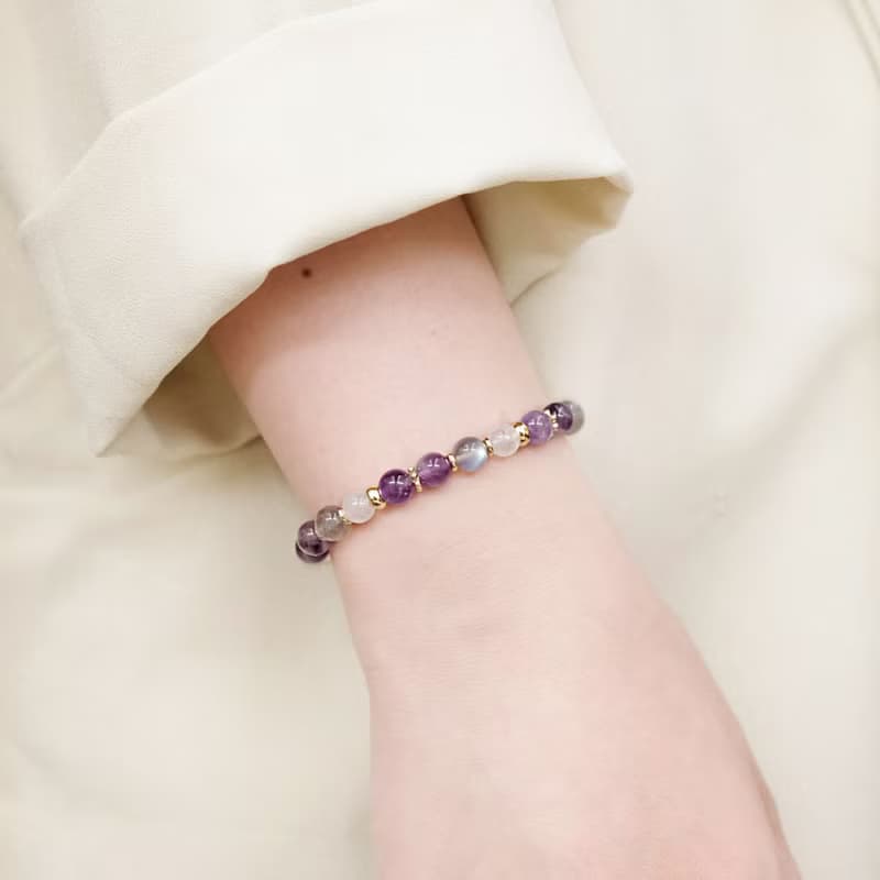 紫水晶 拉長石 月光石 手鍊 礦石水晶