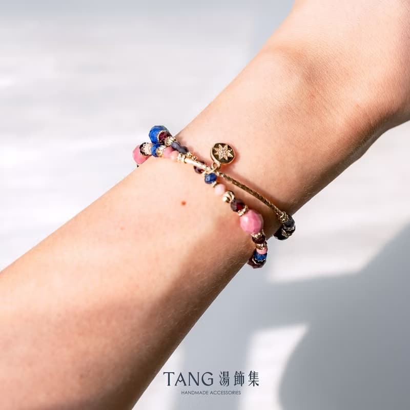 花見巴賽 手鍊。紅紋石 青金石 紅石榴 藍晶石 堇青石。勇氣 智慧