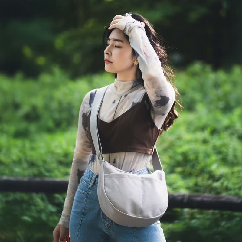 帆布側背小馬鞍包