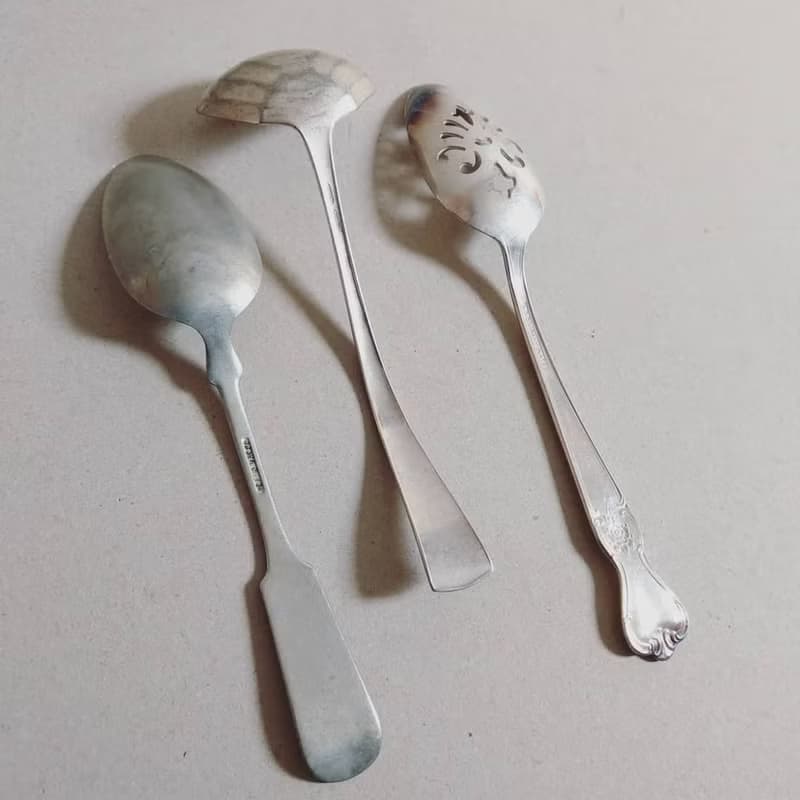 美國古董老物 1990年代 復古特殊造型銀質湯匙