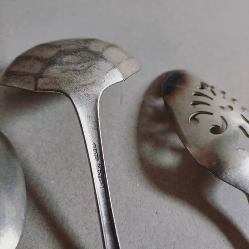 美國古董老物 1990年代 復古特殊造型銀質湯匙