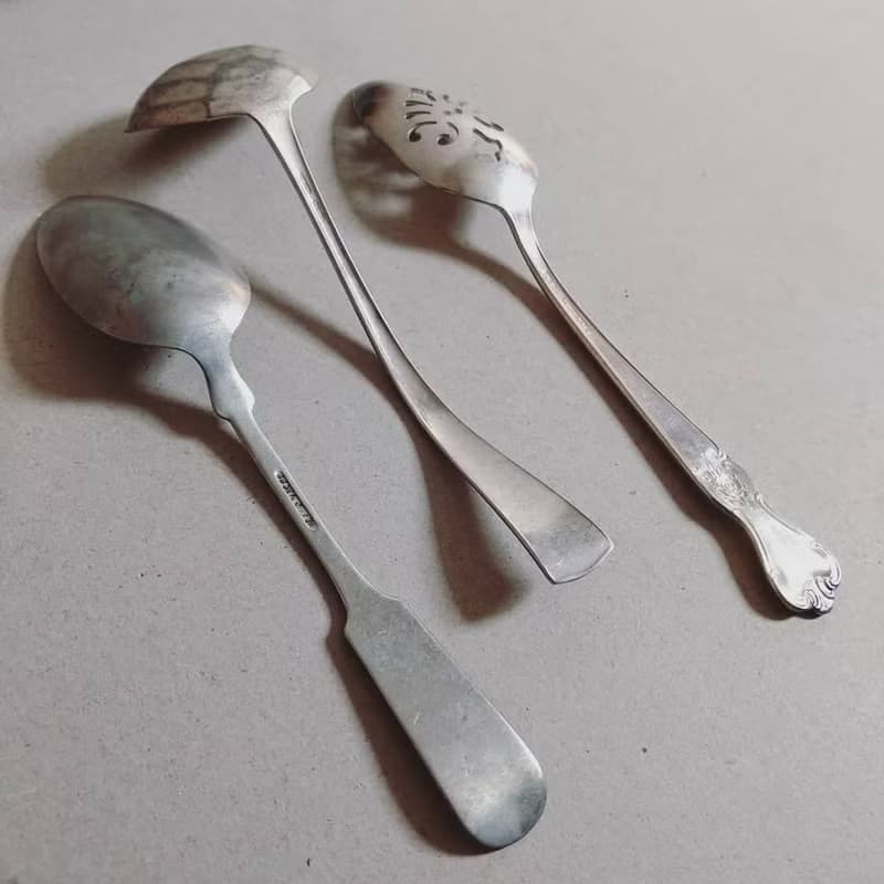 美國古董老物 1990年代 復古特殊造型銀質湯匙