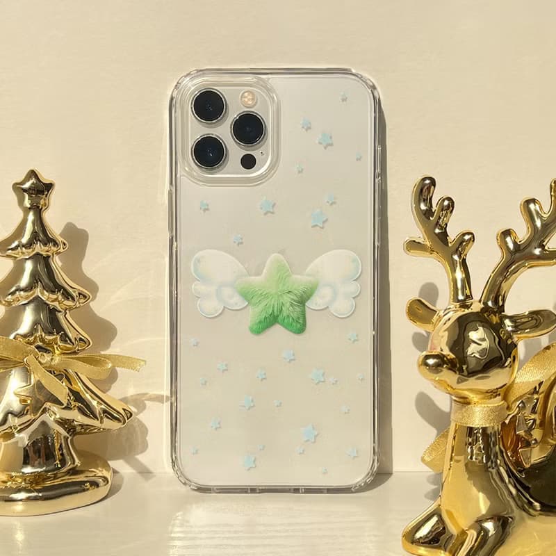【Winter Package】 Angel's Star: Green Transparent Phone Case(MagSafe optional)