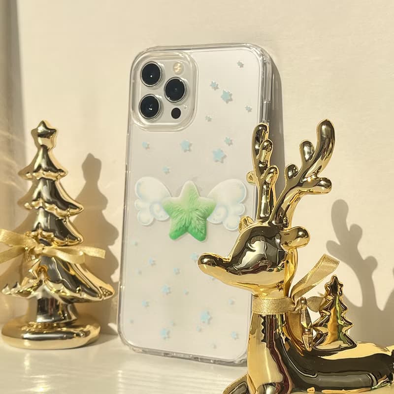 【Winter Package】 Angel's Star: Green Transparent Phone Case(MagSafe optional)