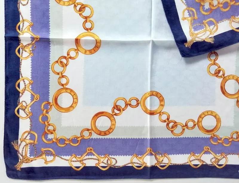 Celine Paris Vintage Scarf Jewelry Gold Chain 23 x 22.5 inches