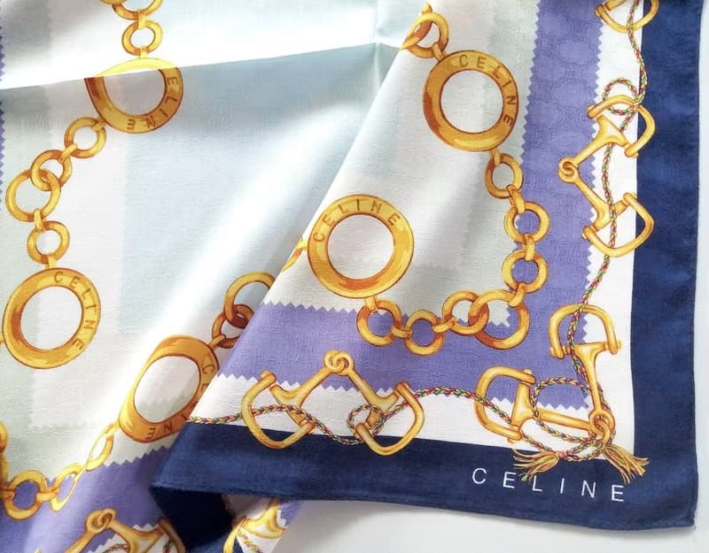 Celine Paris Vintage Scarf Jewelry Gold Chain 23 x 22.5 inches