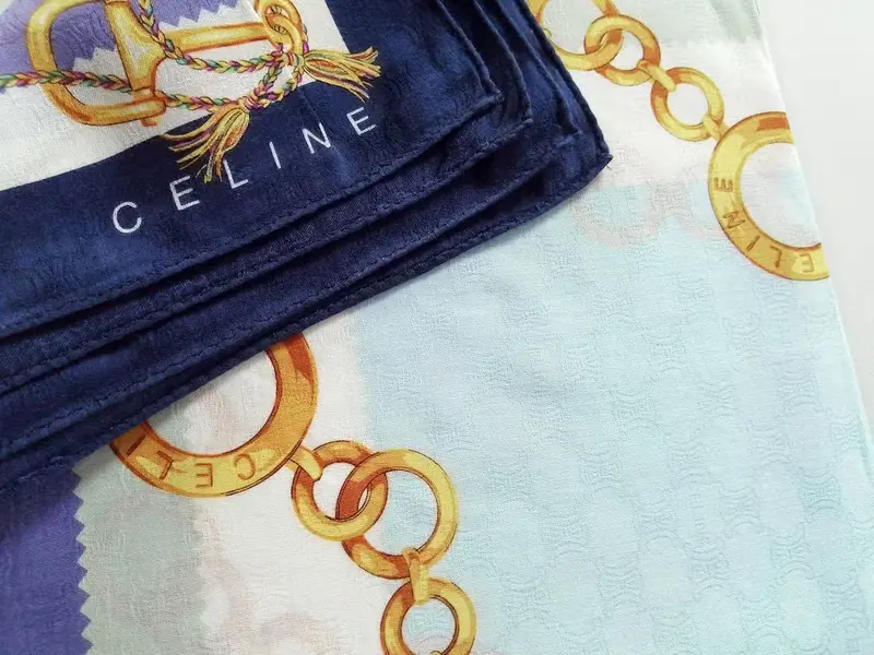 Celine Paris Vintage Scarf Jewelry Gold Chain 23 x 22.5 inches