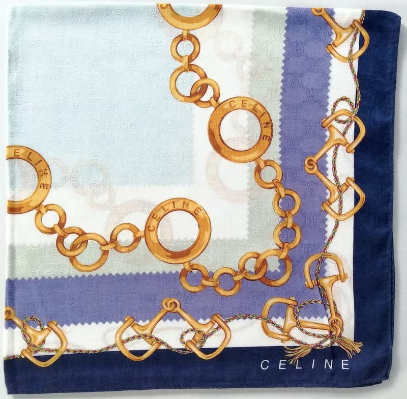 Celine Paris Vintage Scarf Jewelry Gold Chain 23 x 22.5 inches