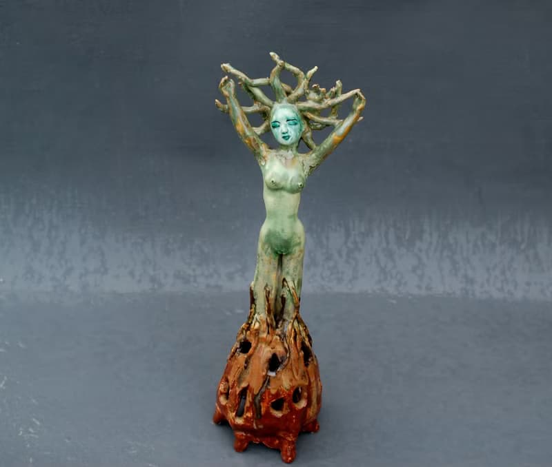 Green girl Daphne Porcelain Figurine Mythology Forest Fairy Greek nymph Goddess