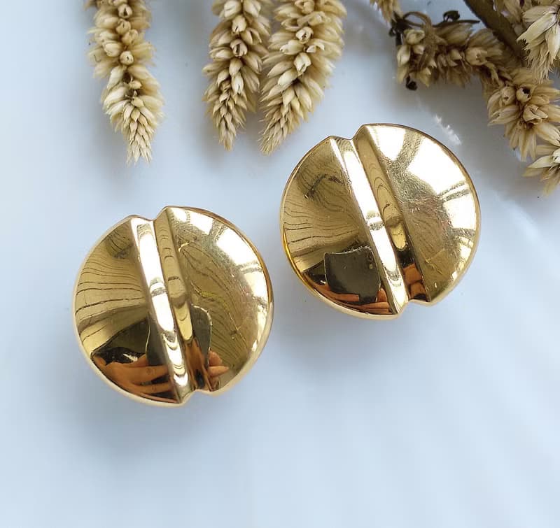 Vintage Jewelry 西洋古董飾品 MONET 金色調 簡約 夾式耳環