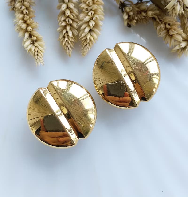 Vintage Jewelry 西洋古董飾品 MONET 金色調 簡約 夾式耳環