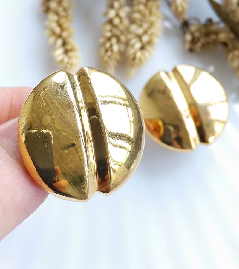 Vintage Jewelry 西洋古董飾品 MONET 金色調 簡約 夾式耳環