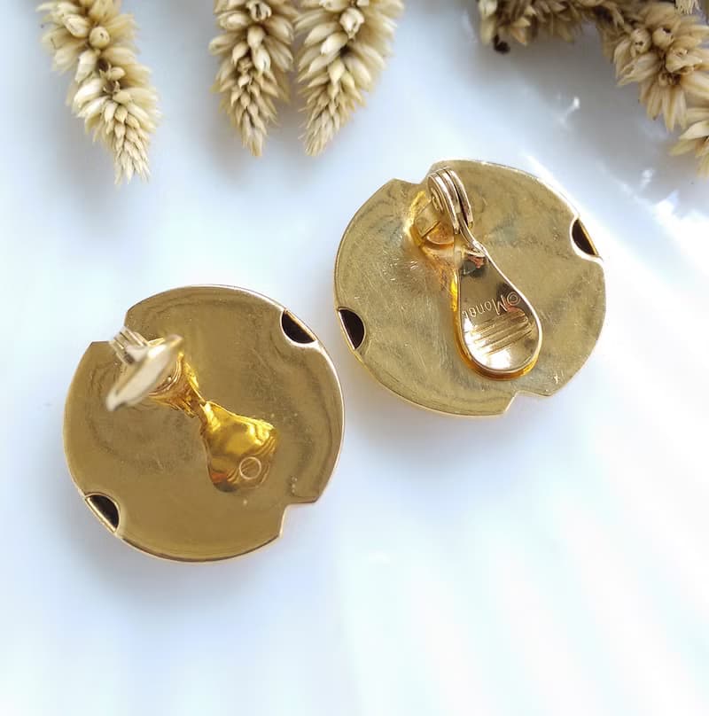 Vintage Jewelry 西洋古董飾品 MONET 金色調 簡約 夾式耳環