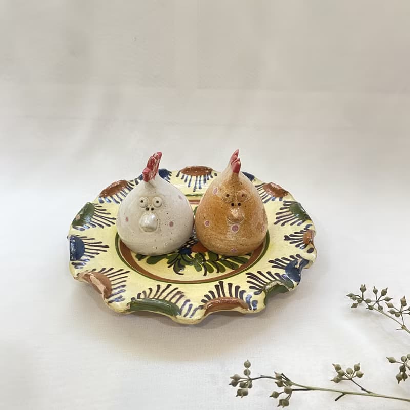 【好日戀物】法國質樸陶瓷釉下彩花草壁掛圓盤器皿餐具儀式感聖誕