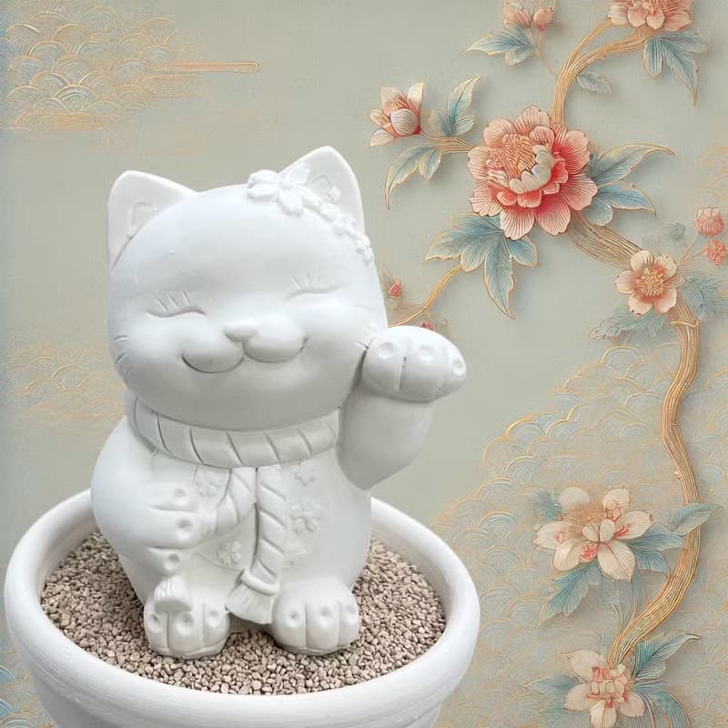 開運招財 花耳招財貓小盤組 搭配精油香氛實用美觀 開店禮首選