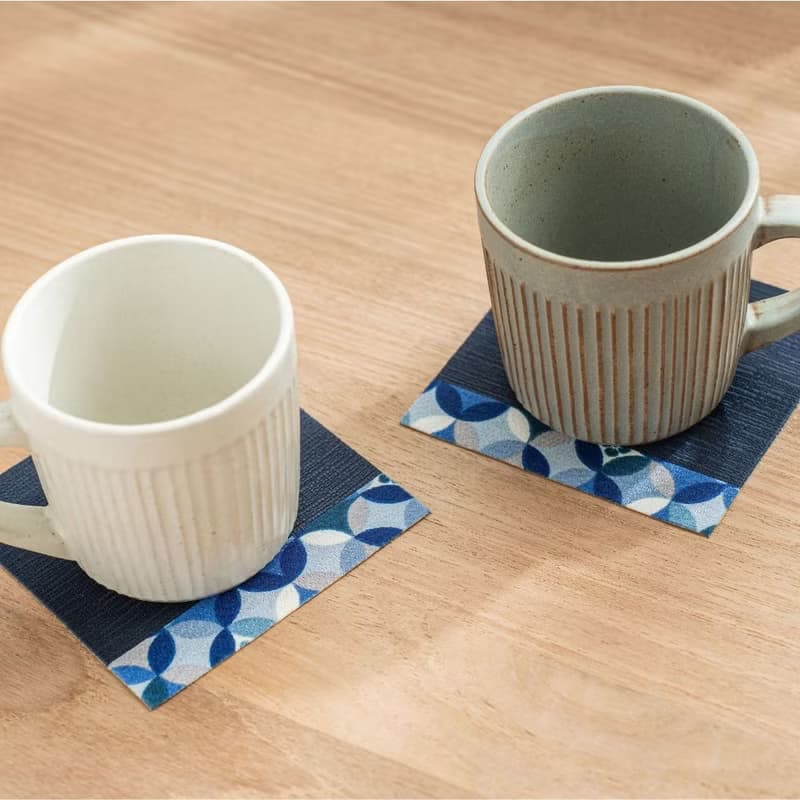 防水布質杯墊 藍/黃 | 5入組 |