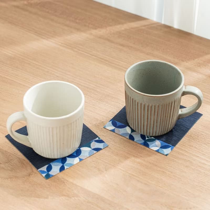 防水布質杯墊 藍/黃 | 5入組 |