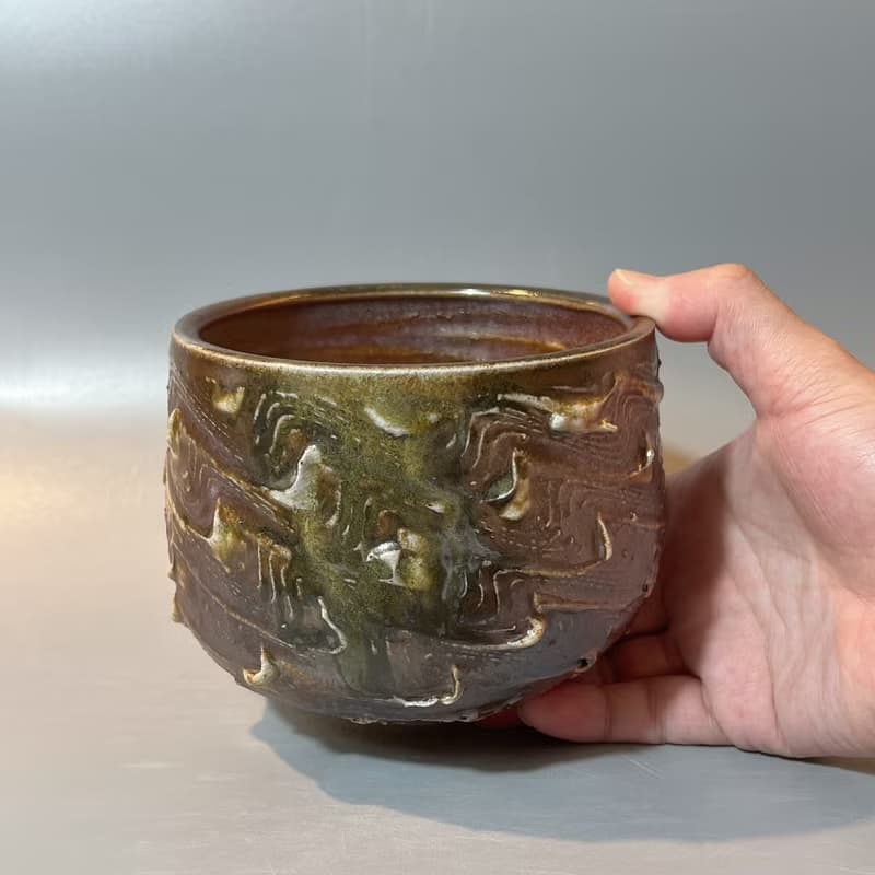 柴燒重落灰水波紋大茶碗 / 水方 / 小平凡手作