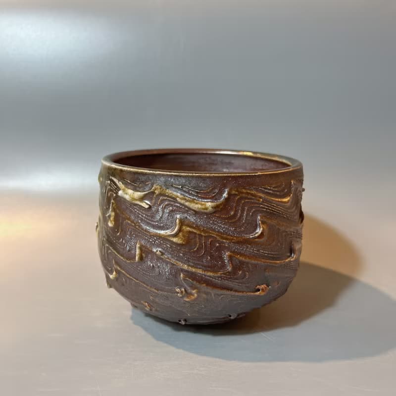 柴燒重落灰水波紋大茶碗 / 水方 / 小平凡手作