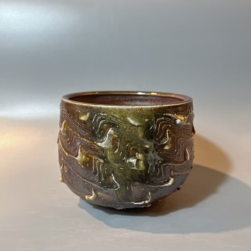 柴燒重落灰水波紋大茶碗 / 水方 / 小平凡手作