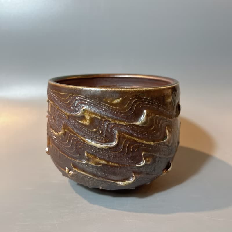 柴燒重落灰水波紋大茶碗 / 水方 / 小平凡手作