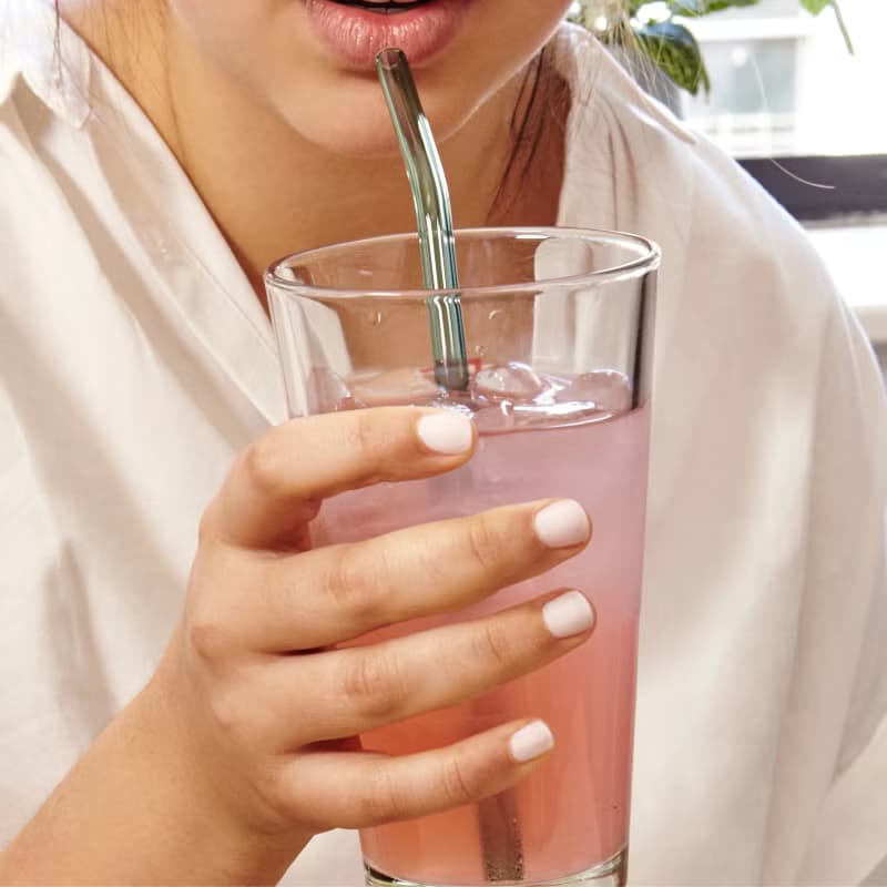 美國 Kikkerland 食品級玻璃彩色吸管 喝水牛奶杯配件 非一次性