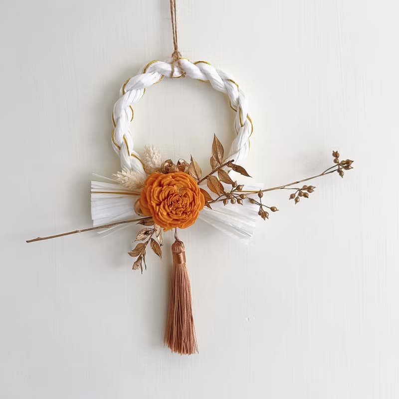 白金色注連繩掛飾  日式中秋送禮/祈福祝賀/手作家飾