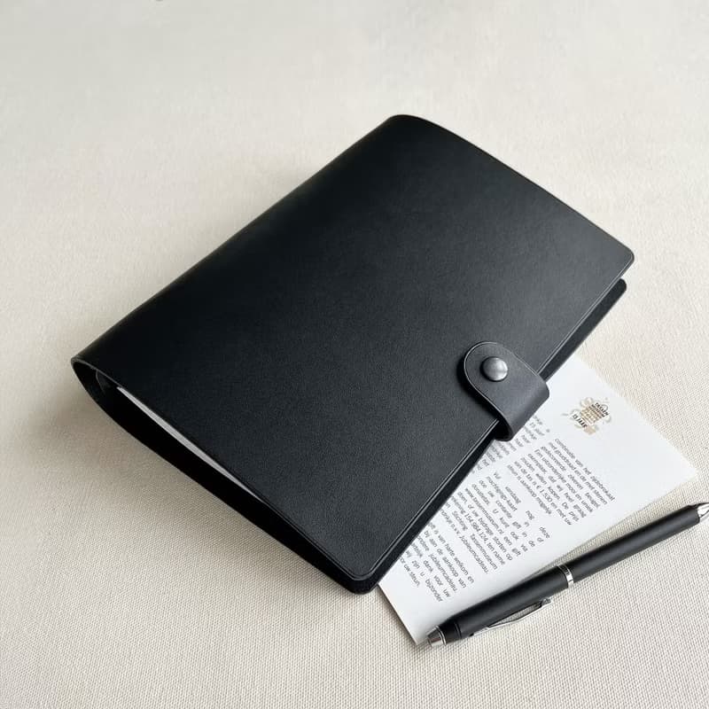 Kyoto  A5 六孔活頁本皮革書衣 - 石墨黑/岩灰色