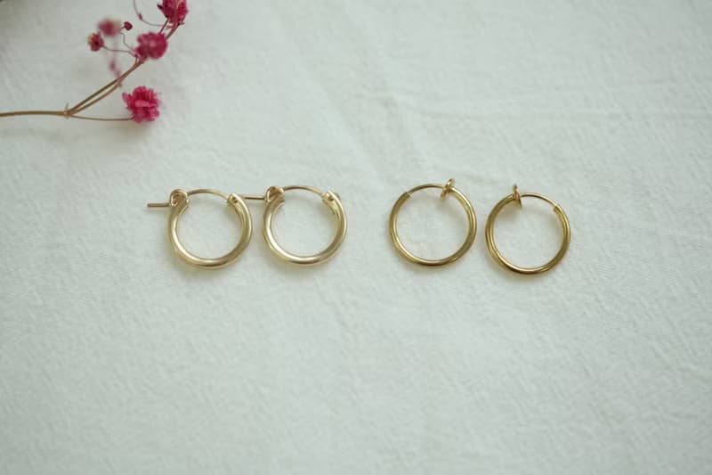 HappyCircle1.5cm│石榴石裙擺款 天然石 耳夾 禮物 14KGF  紅色